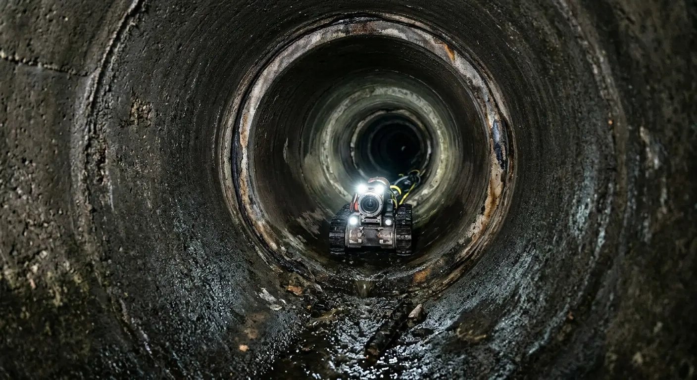 Robotic sewer camera inspecting pipe interior for Drain Snake Service in Atlantic City